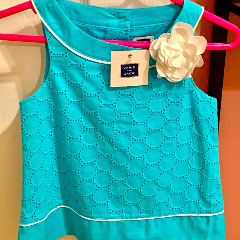 NWT Janie and Jack teal eyelet top